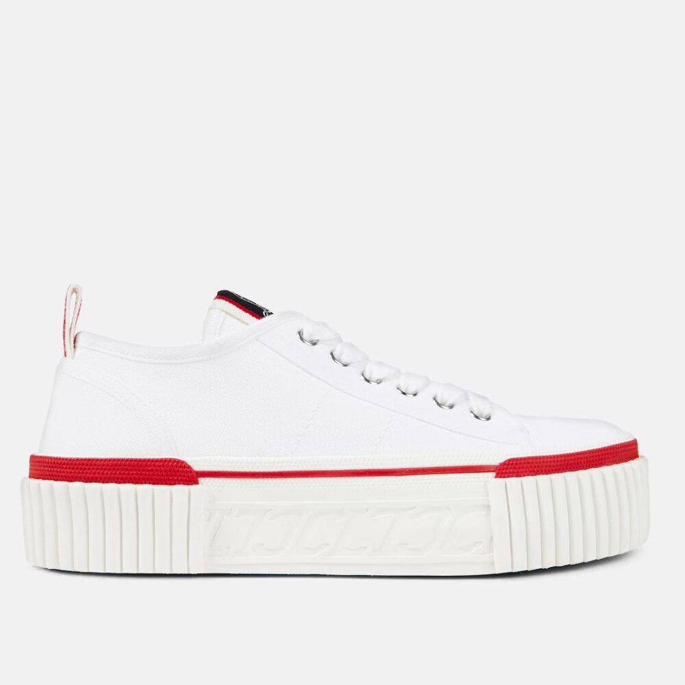 Christian Louboutin SUPER PEDRO Cotton CL Logo Flat Platform Sneakers Shoes